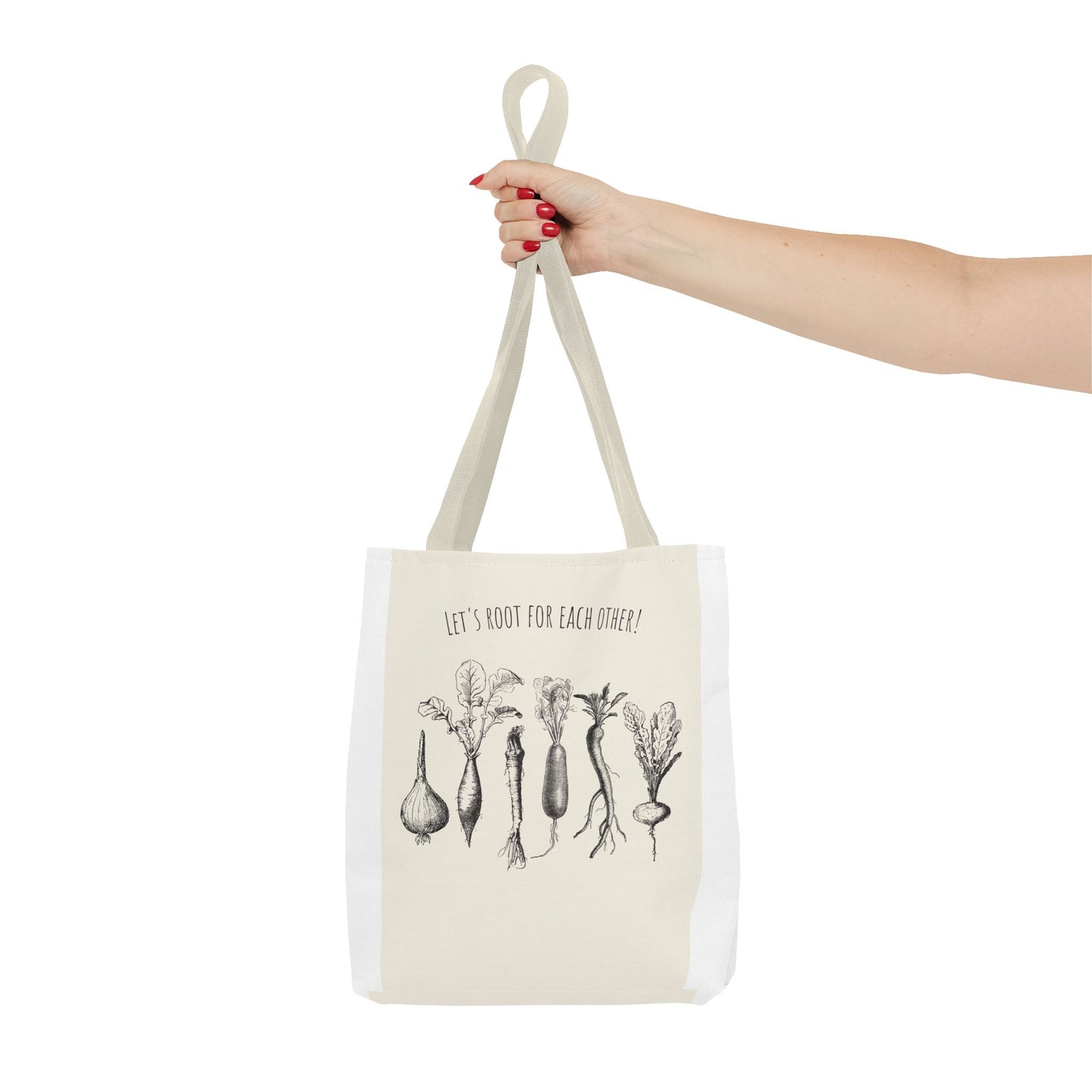 "Rooting for Each Other — From the Ground Up!" 🌱🥕🍅Veggie Lovers Tote Bag | Let's Root For Each Other | Gardening Gift, Eco-Friendly Bag, Market Tote, Vegetable Lover, Gardening Accessories