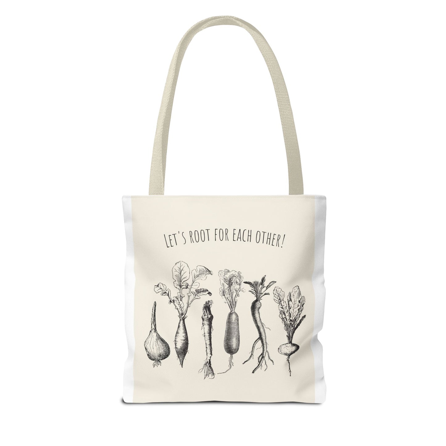 "Rooting for Each Other — From the Ground Up!" 🌱🥕🍅Veggie Lovers Tote Bag | Let's Root For Each Other | Gardening Gift, Eco-Friendly Bag, Market Tote, Vegetable Lover, Gardening Accessories