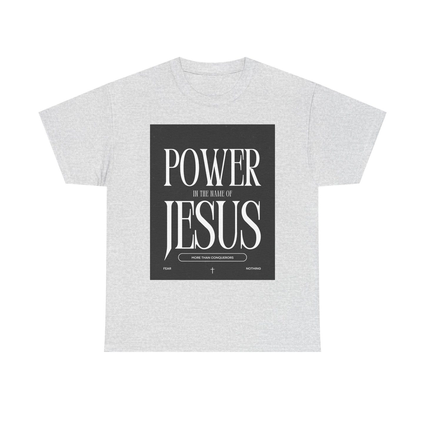 Fueled by Faith. Covered in the Power of Jesus. Power of Jesus Unisex Heavy Cotton Tee | Inspirational Christian T-shirt, Faith-Based Apparel, Religious Gift, Everyday Wear, Church Event