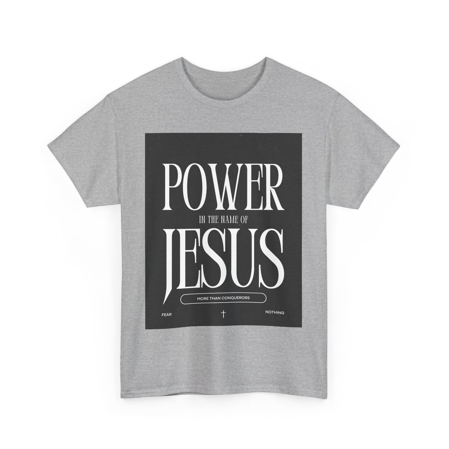 Fueled by Faith. Covered in the Power of Jesus. Power of Jesus Unisex Heavy Cotton Tee | Inspirational Christian T-shirt, Faith-Based Apparel, Religious Gift, Everyday Wear, Church Event