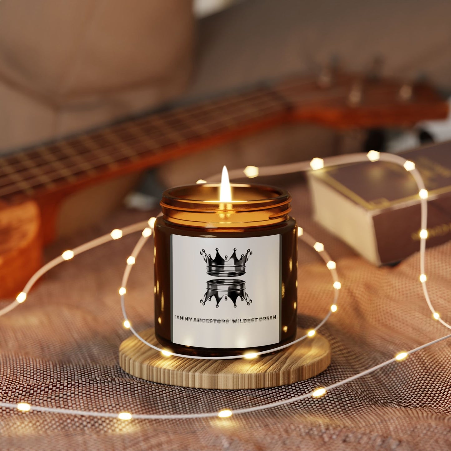 "Burn Bright. Stand Bold. Live the Dream." ✨🕯️Crown Scented Soy Candle - Relaxing Home Décor, Gift for Her, Aromatherapy, Cozy Vibes, Multi-Size Amber Jar