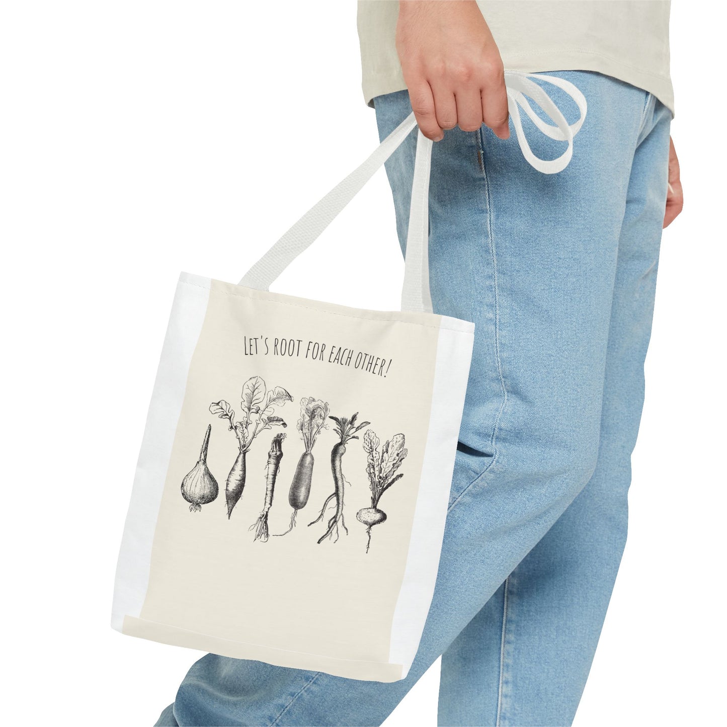 "Rooting for Each Other — From the Ground Up!" 🌱🥕🍅Veggie Lovers Tote Bag | Let's Root For Each Other | Gardening Gift, Eco-Friendly Bag, Market Tote, Vegetable Lover, Gardening Accessories