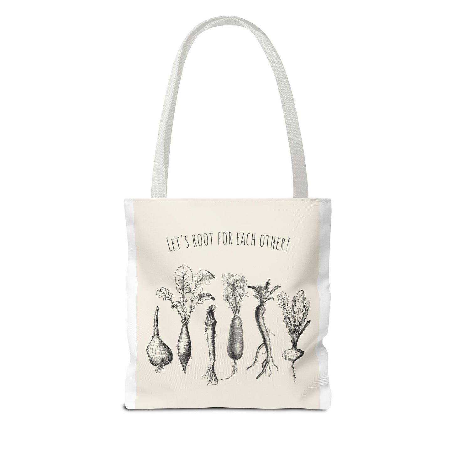 "Rooting for Each Other — From the Ground Up!" 🌱🥕🍅Veggie Lovers Tote Bag | Let's Root For Each Other | Gardening Gift, Eco-Friendly Bag, Market Tote, Vegetable Lover, Gardening Accessories