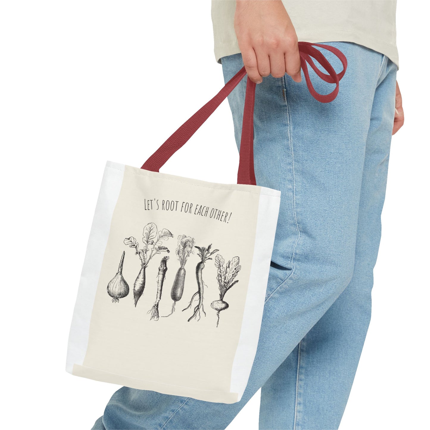 "Rooting for Each Other — From the Ground Up!" 🌱🥕🍅Veggie Lovers Tote Bag | Let's Root For Each Other | Gardening Gift, Eco-Friendly Bag, Market Tote, Vegetable Lover, Gardening Accessories