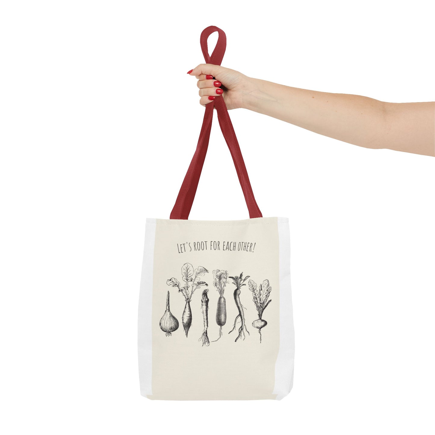 "Rooting for Each Other — From the Ground Up!" 🌱🥕🍅Veggie Lovers Tote Bag | Let's Root For Each Other | Gardening Gift, Eco-Friendly Bag, Market Tote, Vegetable Lover, Gardening Accessories