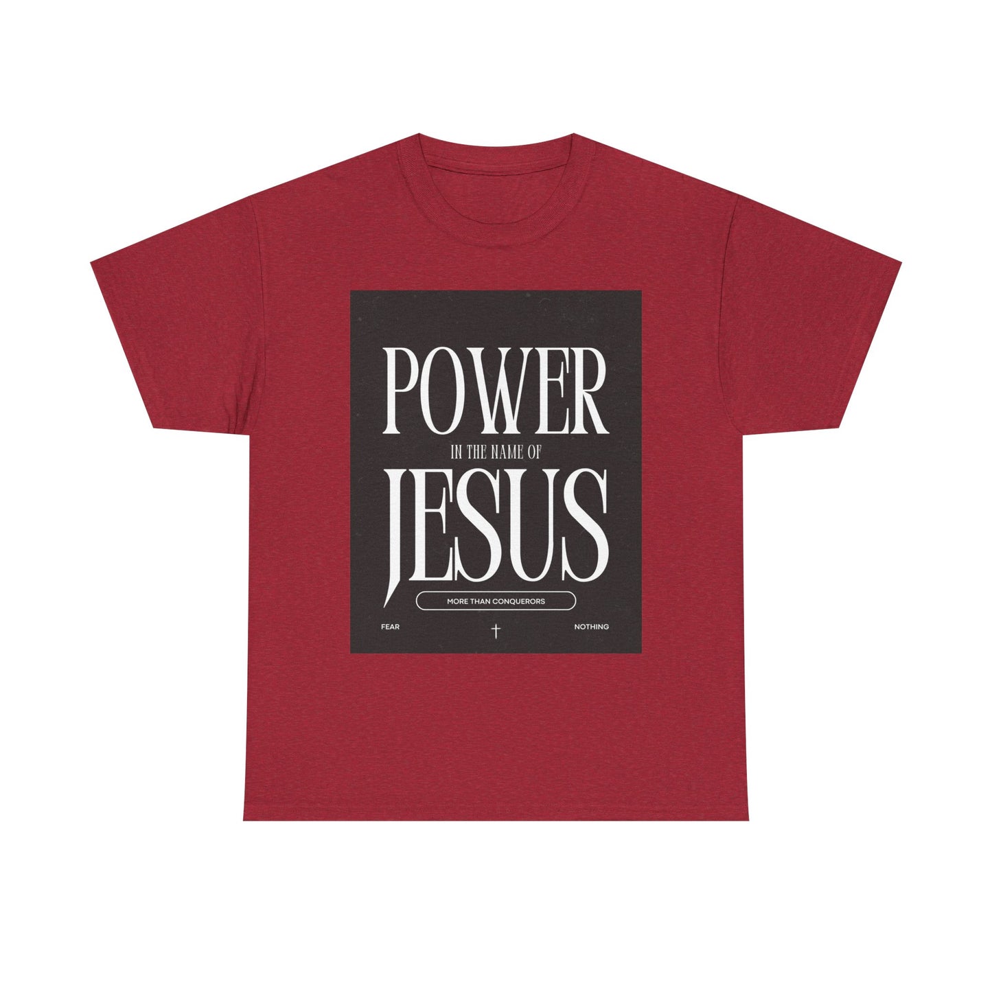Fueled by Faith. Covered in the Power of Jesus.   Power of Jesus Unisex Heavy Cotton Tee | Inspirational Christian T-shirt, Faith-Based Apparel, Religious Gift, Everyday Wear, Church Event