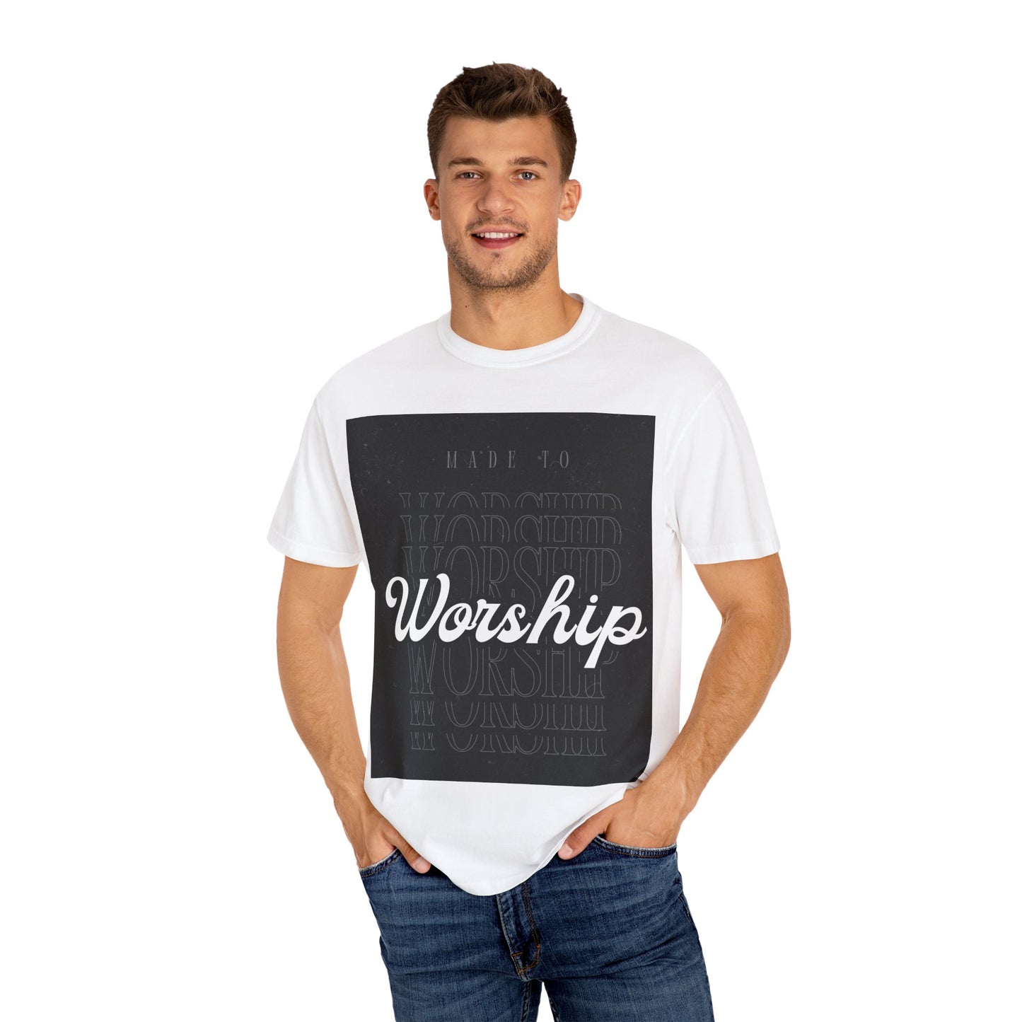 Worship Unisex Garment-Dyed T-Shirt, Faith Tee, Christian Apparel, Casual Wear, Inspirational Gift, Everyday Shirt