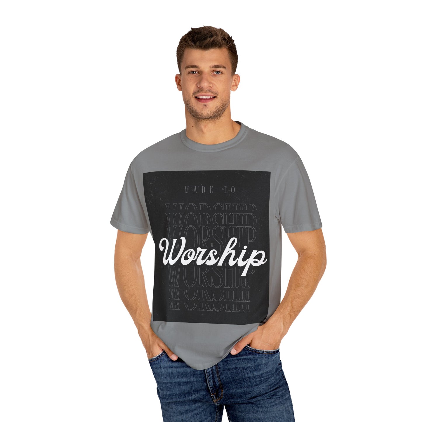 Worship Unisex Garment-Dyed T-Shirt, Faith Tee, Christian Apparel, Casual Wear, Inspirational Gift, Everyday Shirt