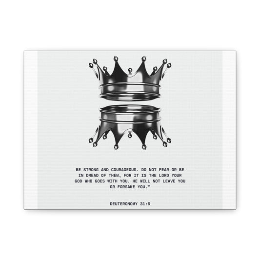 Faith Over Fear. Strength in His Presence. Inspirational Wall Art Canvas with Crown Design, Motivational Home Decor, Bible Verse Piece, Christian Gift for Him/Her, Faith-Based Artwork
