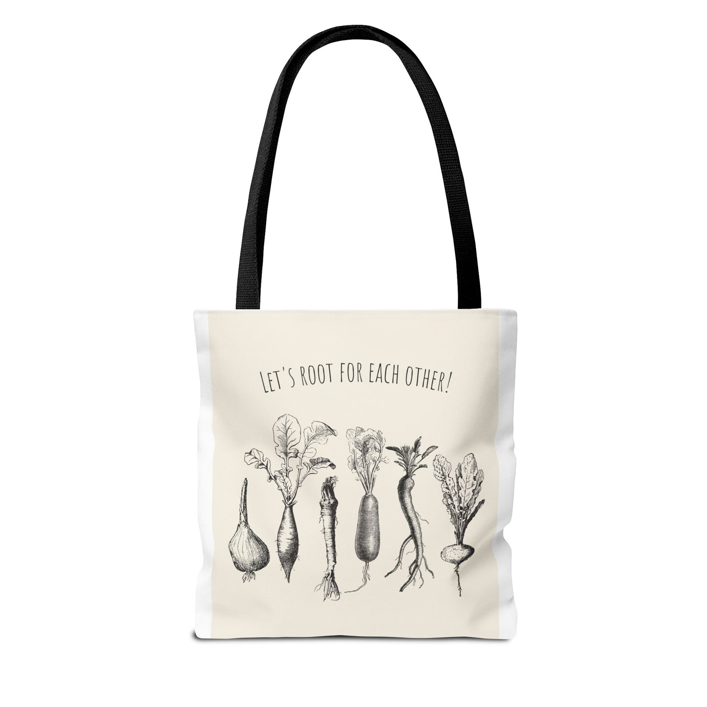 "Rooting for Each Other — From the Ground Up!" 🌱🥕🍅Veggie Lovers Tote Bag | Let's Root For Each Other | Gardening Gift, Eco-Friendly Bag, Market Tote, Vegetable Lover, Gardening Accessories