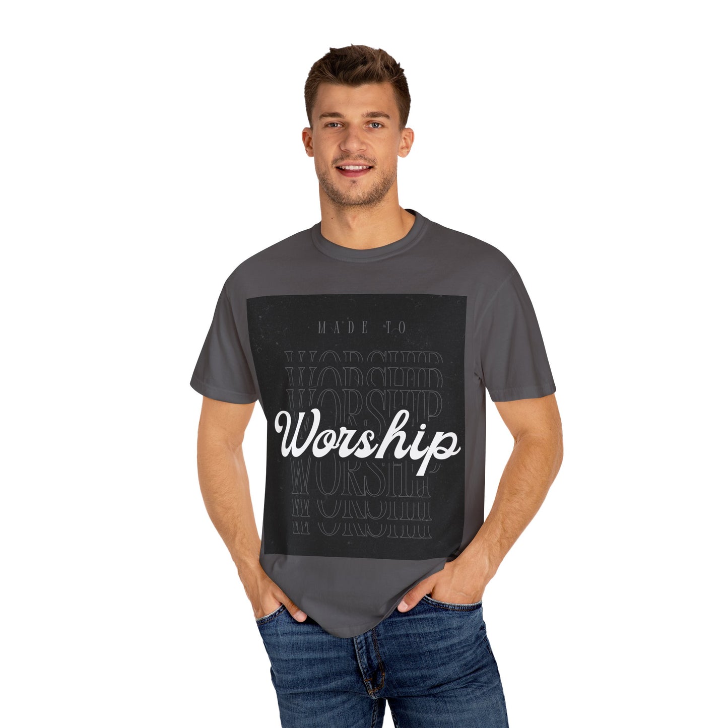 Worship Unisex Garment-Dyed T-Shirt, Faith Tee, Christian Apparel, Casual Wear, Inspirational Gift, Everyday Shirt