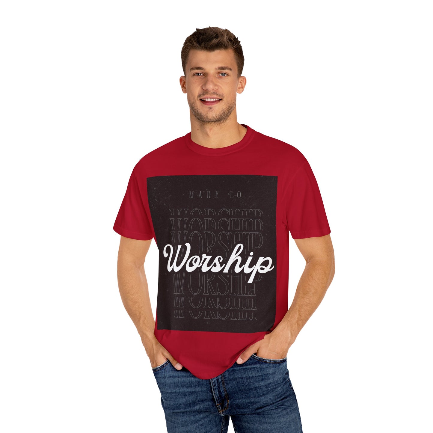 Worship Unisex Garment-Dyed T-Shirt, Faith Tee, Christian Apparel, Casual Wear, Inspirational Gift, Everyday Shirt