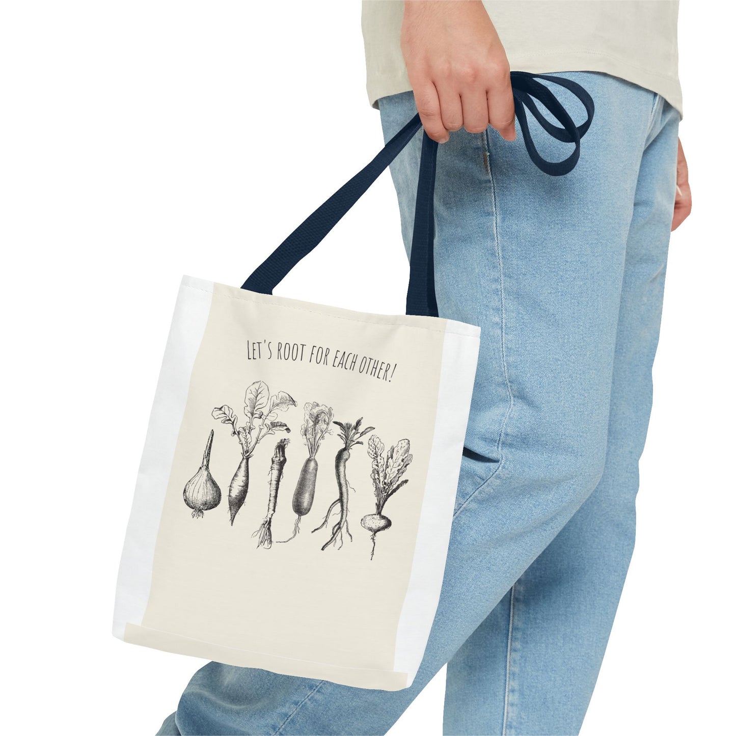 "Rooting for Each Other — From the Ground Up!" 🌱🥕🍅Veggie Lovers Tote Bag | Let's Root For Each Other | Gardening Gift, Eco-Friendly Bag, Market Tote, Vegetable Lover, Gardening Accessories